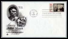 US FDC # 1433 8c John Sloan Painter  ArtCraft  1971, 9d459