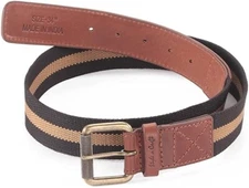 Style N Craft Belt 390190-34 Top Grain Leather/Webbing Combination Black & Tan