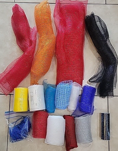 Deco Mesh Ribblon assortment lot of 10 colors 5.5 inches 20 inches wreathin maki
