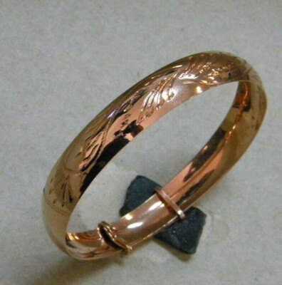 Lady's Rose Pink Gold Plated Adjustable Bangle Bracelet 12mm Wide Smooth Finish