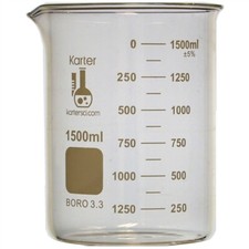 1500ml Beaker, Low Form, 3.3 Boro. Glass, Karter Scientific 406I1 (Case 24)