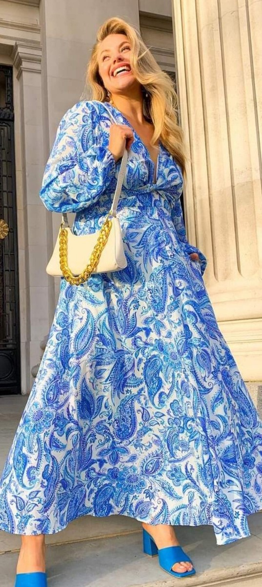 Sheike Gaia blue paisley long sleeve maxi dress - size 8 | eBay Australia Sheike Gaia blue paisley long sleeve maxi dress - size 8 | eBay Australia