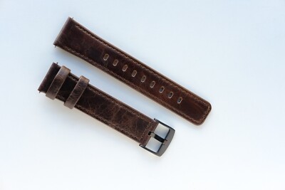 Dark Brown Watch Strap Crazy horse Leather Quick Release black buckle 20mm