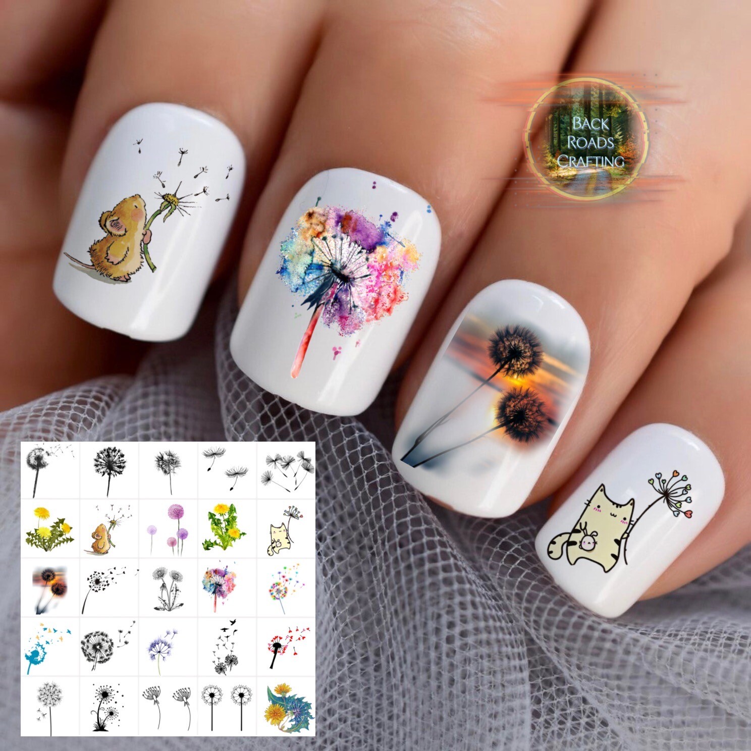 Dandelion Waterslide Nail Art Decals Set Of 50 Instructions And Bonus