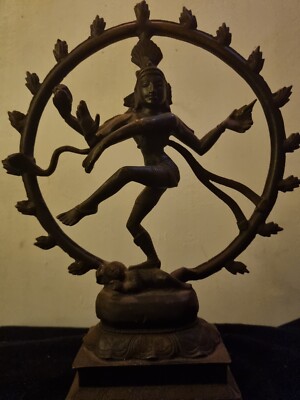   Große schwere Messing Indianer Metall Tanzen Shiva Kali Figur / Statue Hindu   