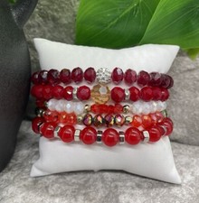 5 PC Handmade Boho Beaded Stackable 6.25 Plus Stretch Bracelet Set New B1151