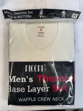 Picopi Men's Base Layer Set Thermal Sleepwear Top & Bottom Size M