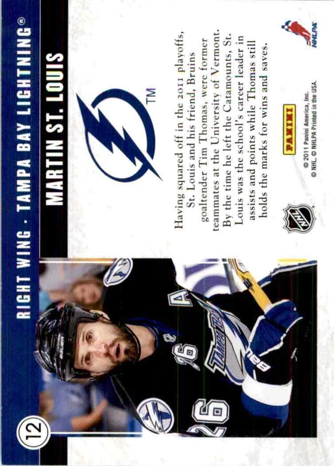 2011-12 Score Supreme Team Martin St. Louis #12 - Image 2 of 2