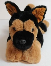 F,A.O Schwarz German Shepherd Cuddly Ultra- Soft Fur Stuffed Animal Black-Tan