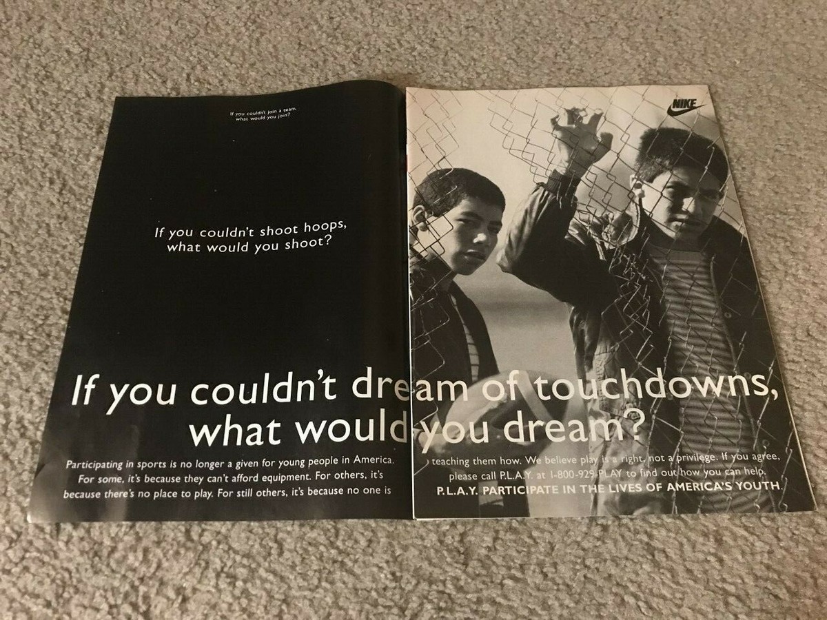 Vintage 1994 NIKE CAMPAIGN SUPPORT YOUTH Poster Print Ad