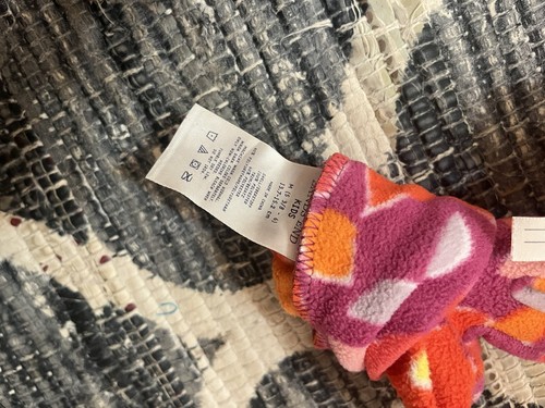 Lands' End Kids M Fleece Gloves & Hat Geometric Pink Purple Pattern Touchscreen - Picture 8 of 12