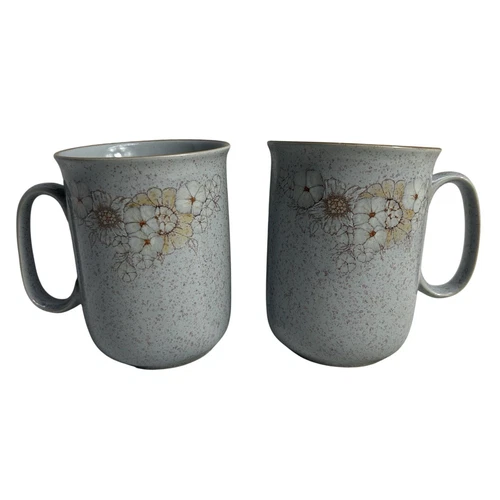 Vintage Denby Pottery Reflections Stoneware Coffee Mugs England - Set of 2 -C28