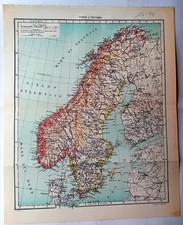 15194 MAPPA  SVEZIA E NORVEGIA  F. VALLARDI EDITORE vedi descrizione