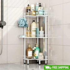 Rustproof Shower Organizer Corner Shelf Adjustable Storage Caddy W/ Hooks New