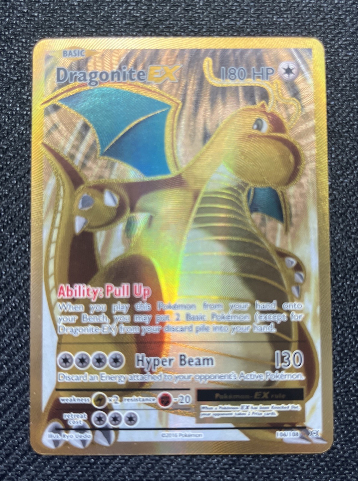 Dragonite EX 106/108 - Full Art Ultra Rare Gold XY Evolutions Pokemon TCG NM