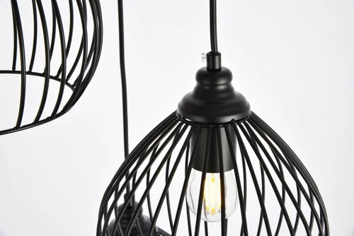 Elegant Lighting LDPD2095 Black Sayer 3-Light 16"W Pendant With Aluminum Shades - Picture 7 of 8