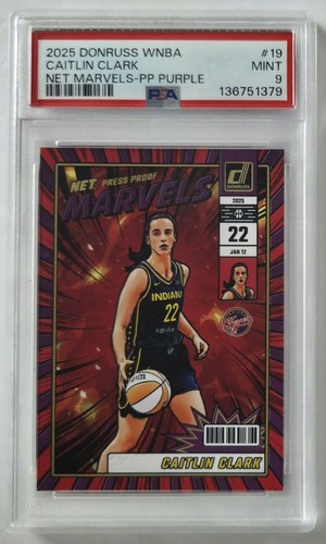 2025 Panini Donruss WNBA Net Marvels Caitlin Clark [Press Proof Purple] #19 card