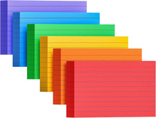 Colored Index Cards 3X5 Inches, 300 Count Neon Flash Cards with Ruled Lines, 6 C