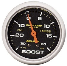 Autometer 5401 Pro-comp Vacuumboost Gauge 2-58 30 Hg-20 Psi Liquid
