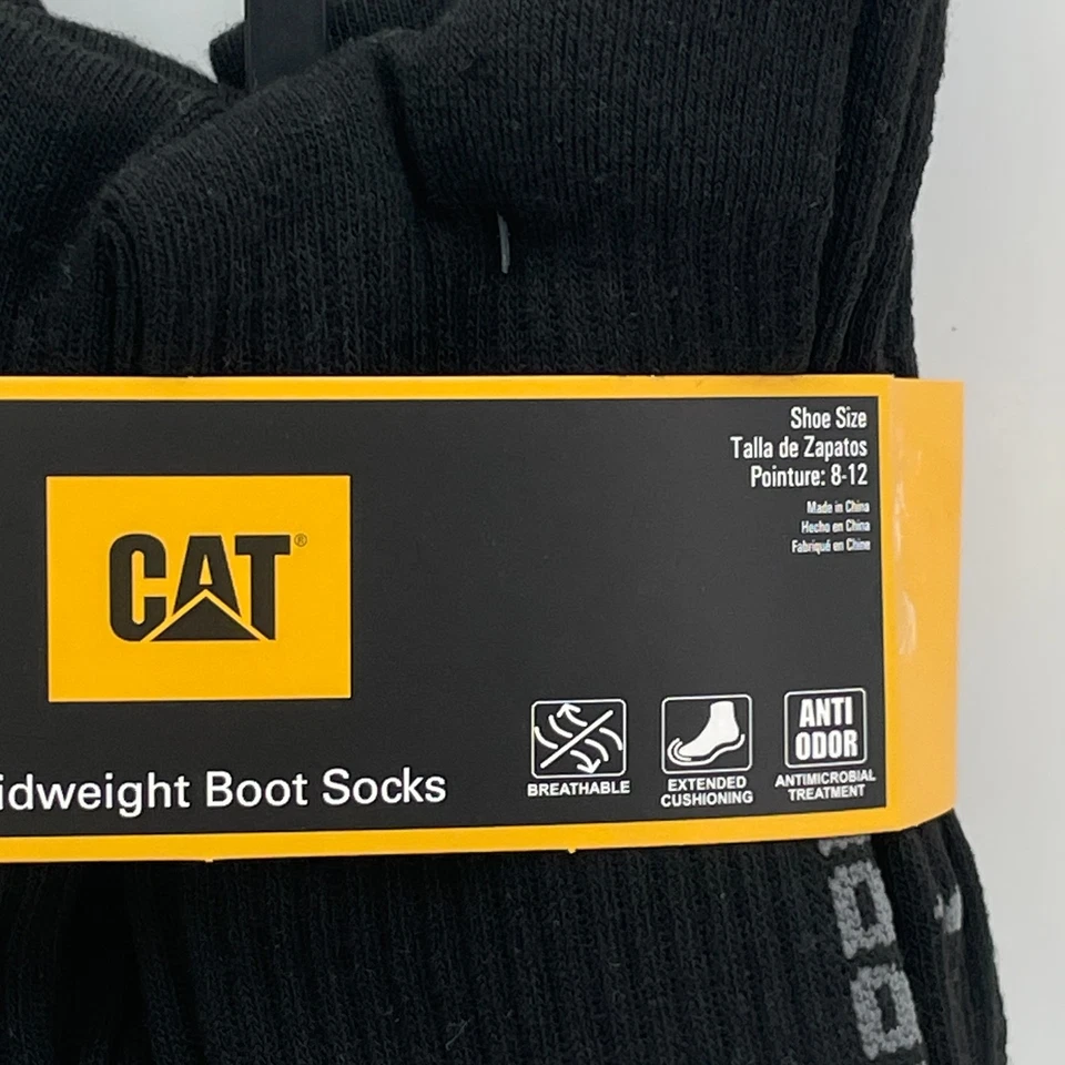 Paquete de 6 calcetines de bota de peso medio CATERPILLAR para hombre negro naranja gris talla 6-12 anti olor Foto 3 de 4