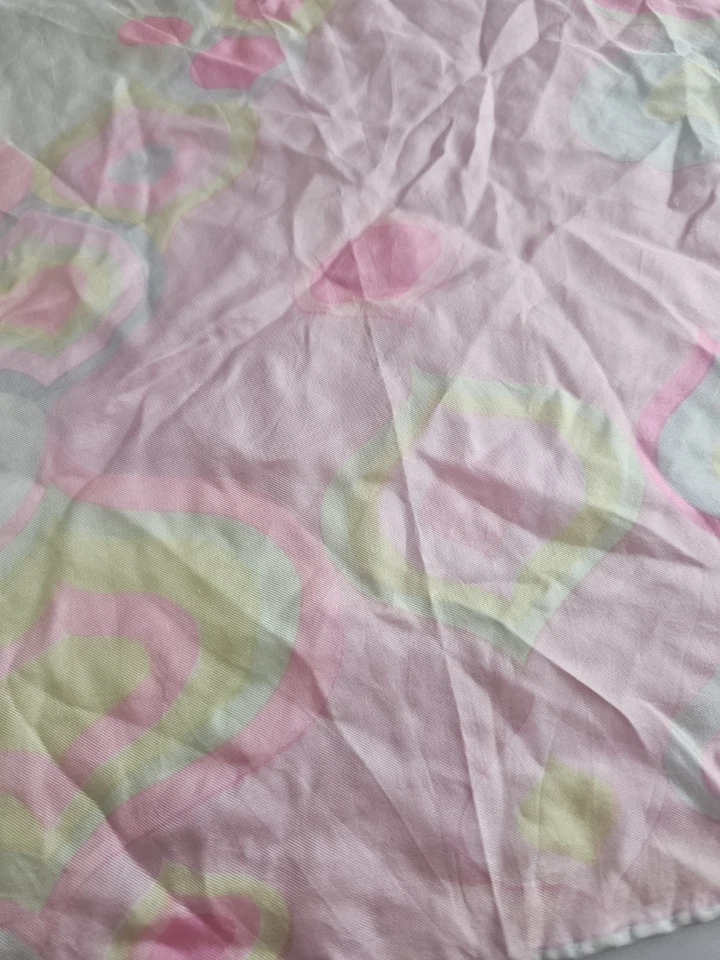 Bufanda Vintage Dessins Opera Paris Rosa Amarillo Cuadrada Art Deco 100% Seda 25x25 Foto 4 de 4