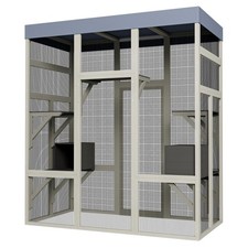 62.6" Outdoor Wooden Catio for Cats, Large Cat Enclosure with Waterproof Roof, 2
