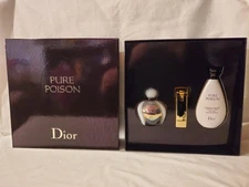 3 Pcs SET Vintage Christian Dior PURE POISON EDP PERFUME 3.4oz 100ml + B/M+ RARE