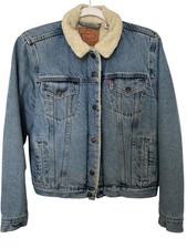 Levi  s Sherpa Lined Denim Trucker Medium Wash Blue Jean Jacket
