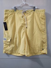 Polo Ralph Lauren Shorts Mens 2XL Yellow Swim Trunks Cargo Drawstring Lined New