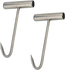 2PCS Stainless Steel T Hooks T-Handle Meat Boning Hook for Kitchen Butcher Shop