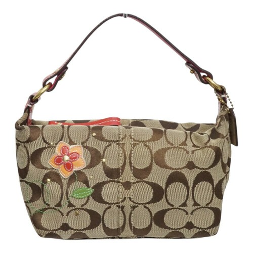 COACH Shoulder Bag Purse Pouch Signature Canvas Brown Authentic - Picture 7 of 24