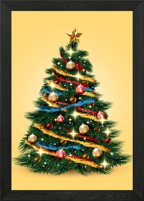 Realistischer Weihnachtsbaum gerahmtes Wandbild Poster Leinwanddruck Bild