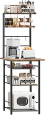 6-Tier Standing Baker's Racks with Storage, Microwave Stand with Shelf, Thin