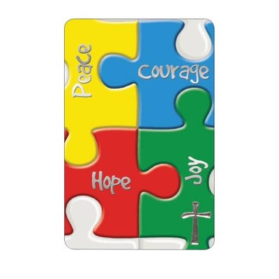 Laminierte Gebetskarte mit Folienstempel 8,5 cm x 5,5 cm - Frieden Mut Freude Hoffnung