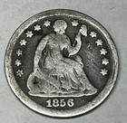 1856 Seated Liberty Half Dime 5C Ungraded 90% Silver US Coin.