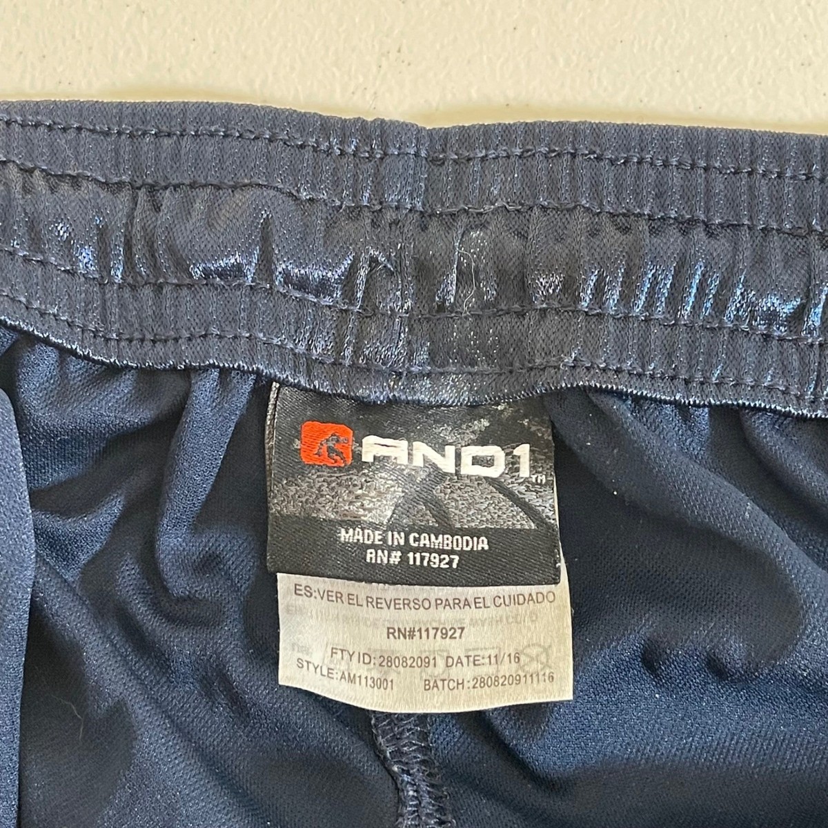 Vintage AND1 Basketball Shorts Mens 3XL Navy Blue Silky Shiny