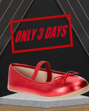 Wonder Nation Little Girls SIZE 3 Bow Ballet Flats Color RED NEW