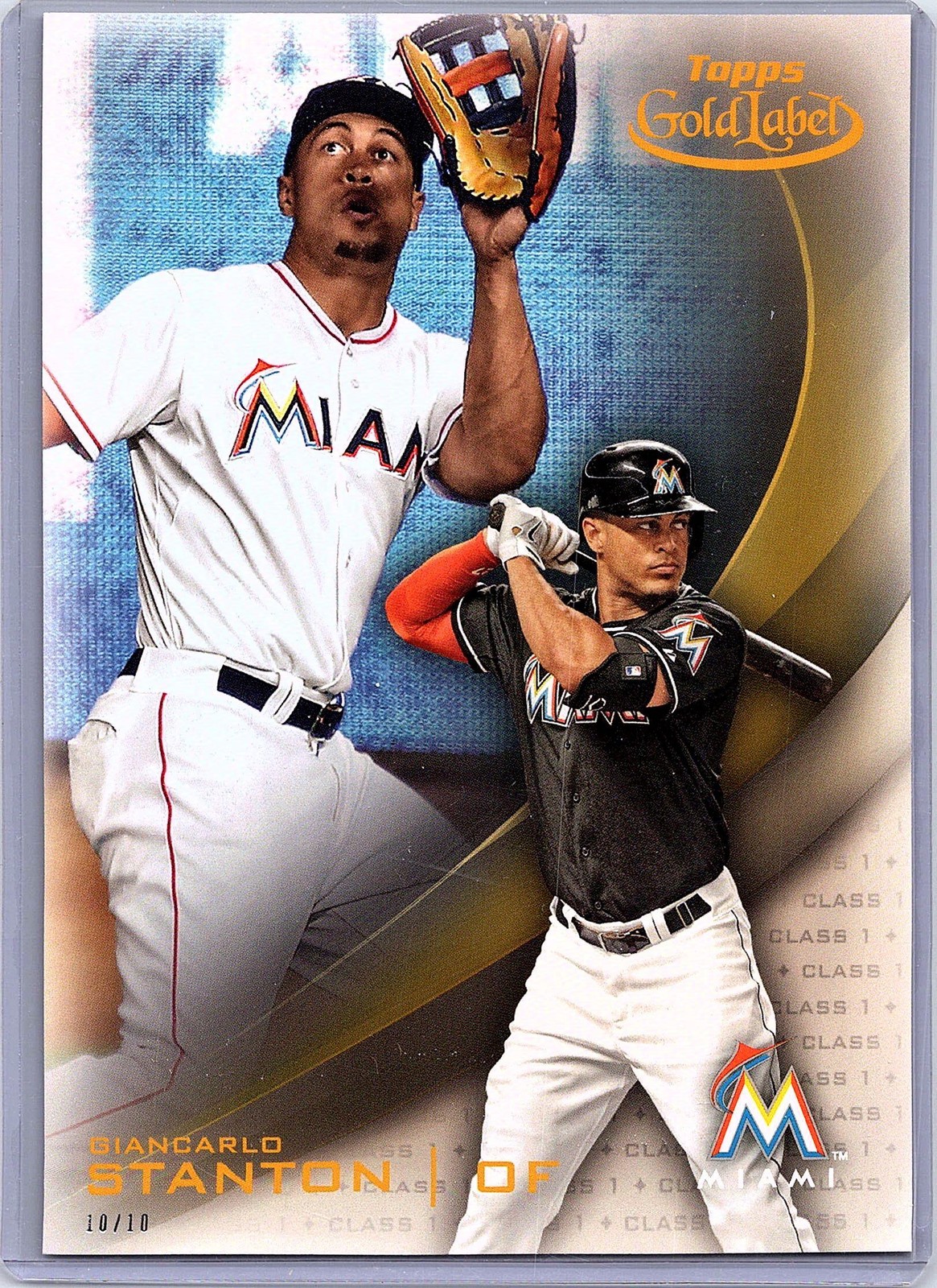 2016 Topps Gold Label 5x7 #20 Giancarlo Stanton Class 3 Gold 5x7 #/10