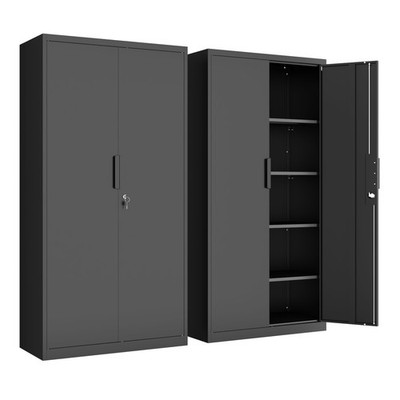 71'' Lockable Storage Cabinet, 16.5'' Deep Metal Garage Cabinets with 4 Shelves