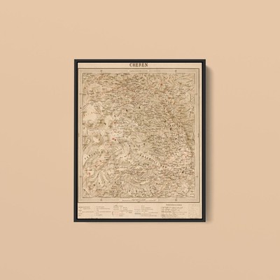 Vintage Maps - Cheren Eritrea Ethiopia - Art Print on Paper or Canvas