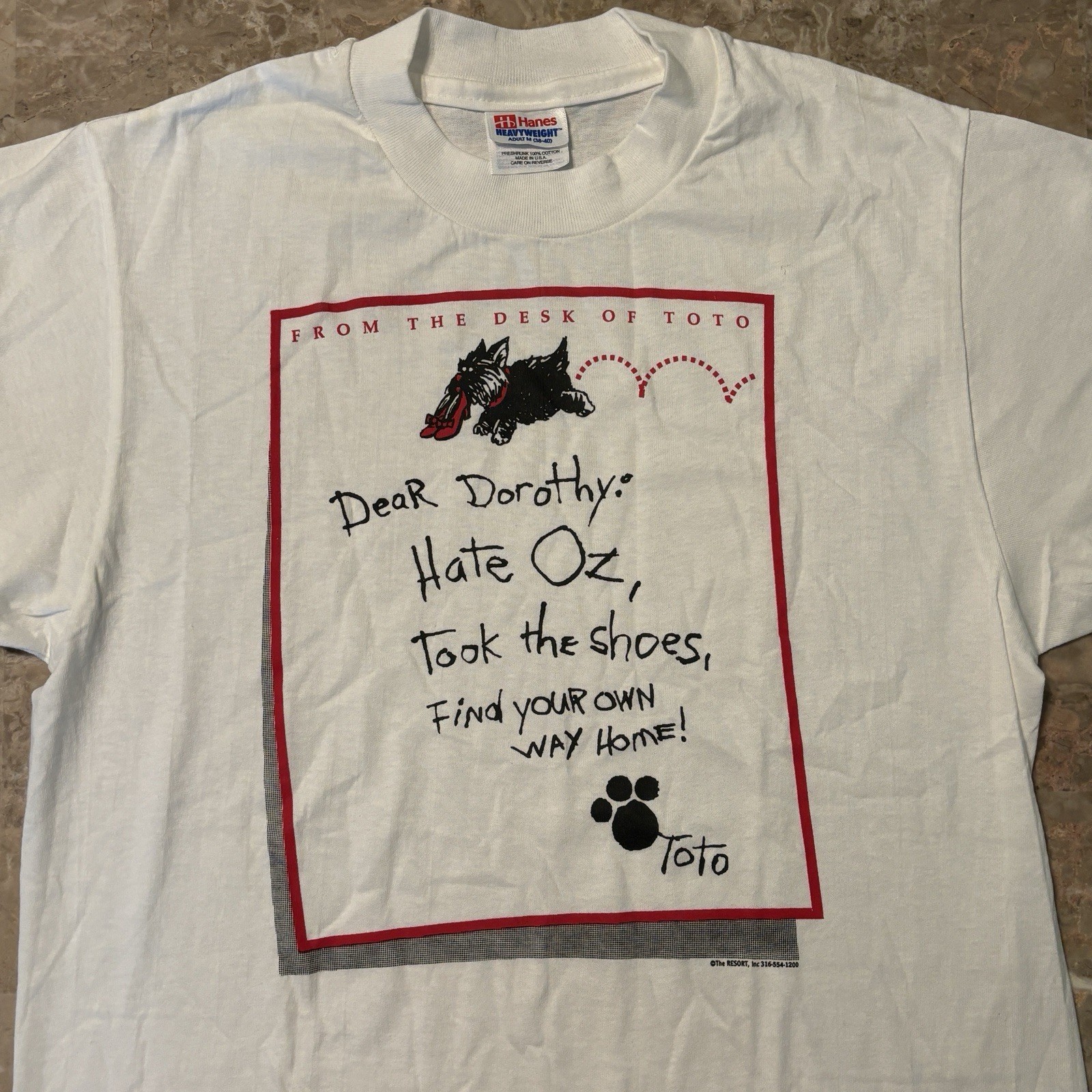 Vintage Wizard Of Oz White Dear Dorothy Toto T-shirt Cotton unisex Tee Z059