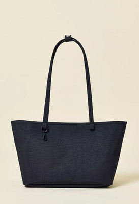 BAGGU Medium Reversible Nylon Tote Bag Black Mix Lightweight Laptop Everyday Bag