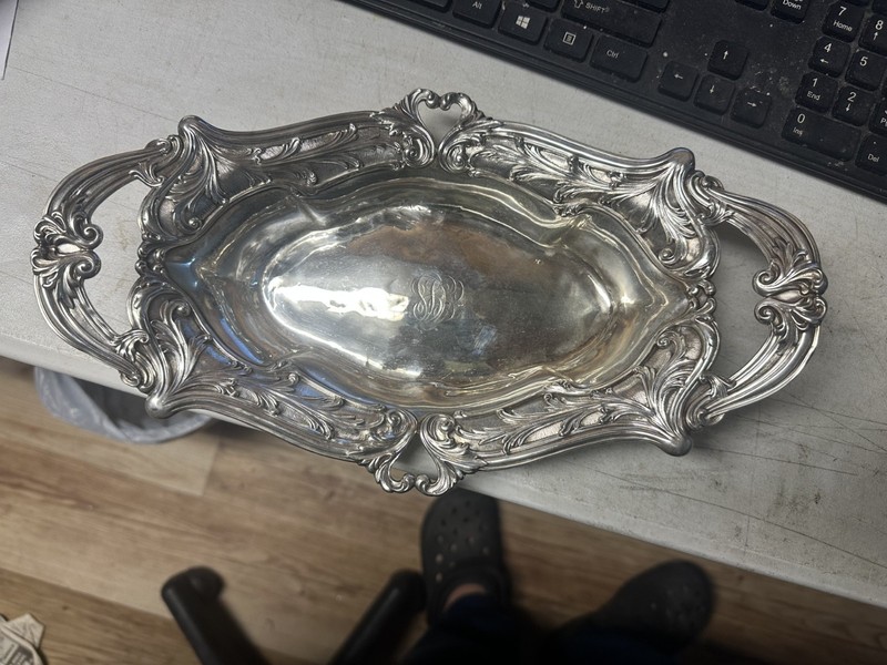 UNGER BROTHERS ART NOUVEAU STERLING SILVER Bread Tray 292 grams