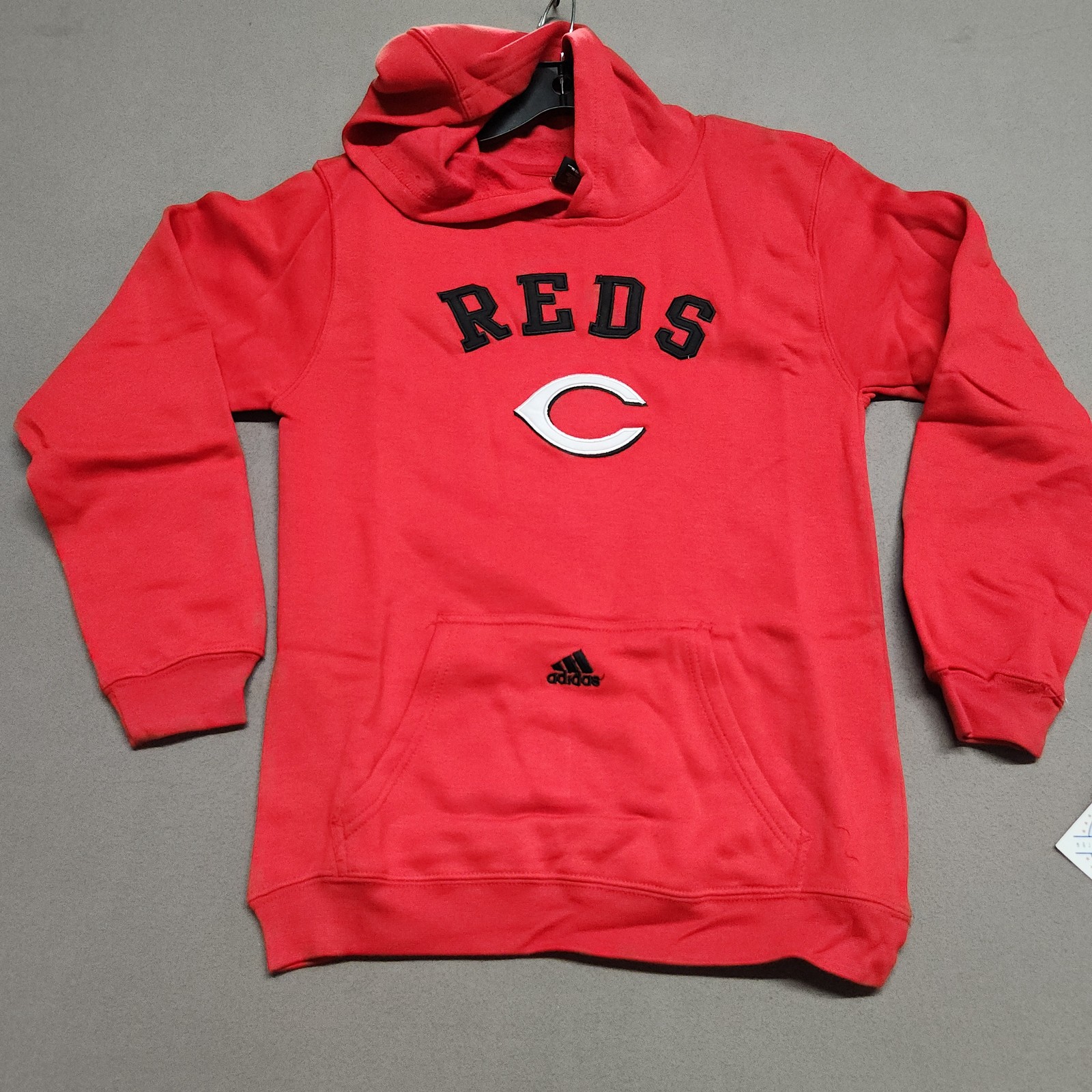 Adidas Cincinnati Reds Youth Hoodie L Lg Cotton Blend Red Fleece 161