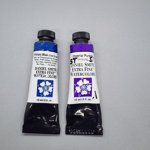 2 Daniel Smith Extra Fine Watercolor Tubes 15ml Imperial Purple Phthalo Blue