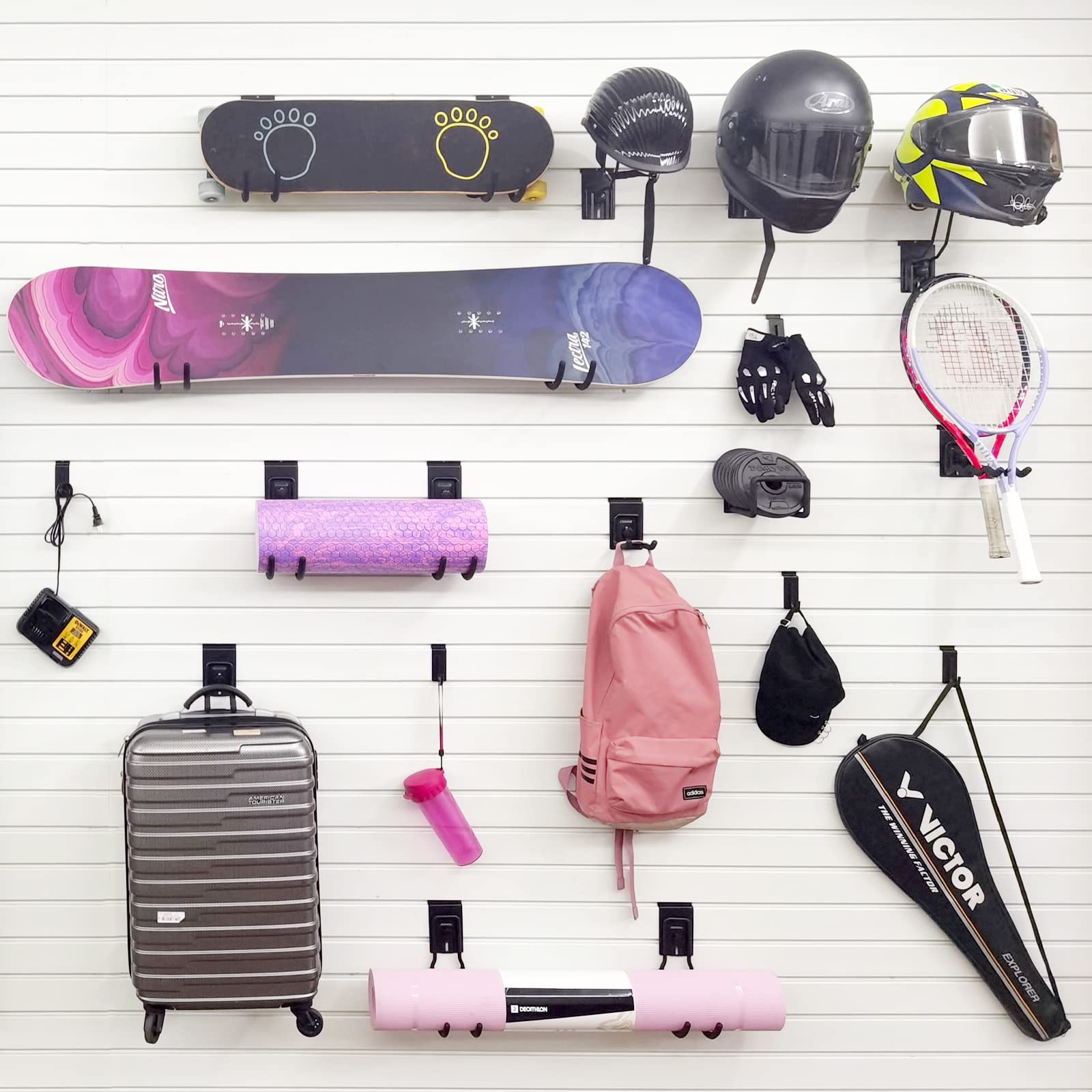 Slatwall Wave Hooks with Lock, Adjustable Garage Slatwall J Hooks