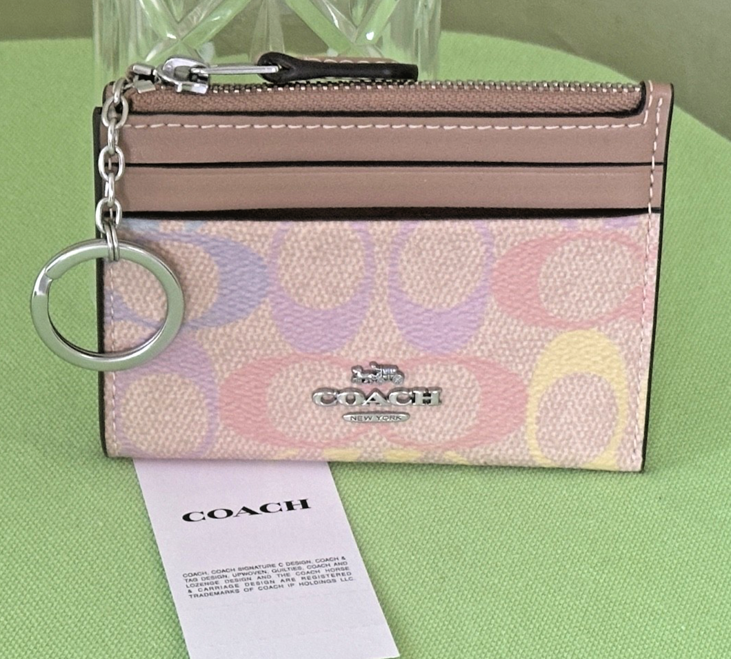COACH RAINBOW SIGNATURE MINI SKINNY ID CASE :NWT RAINBOW CDF92 | eBay