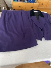 Nice Purple/Black Evan Picone Suit Size 12/14 Wool Skirt Blazer Office Career