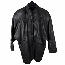 Vintage 1960s Reed Sportswear Made In USA Leather Black Jacket Size 2XL