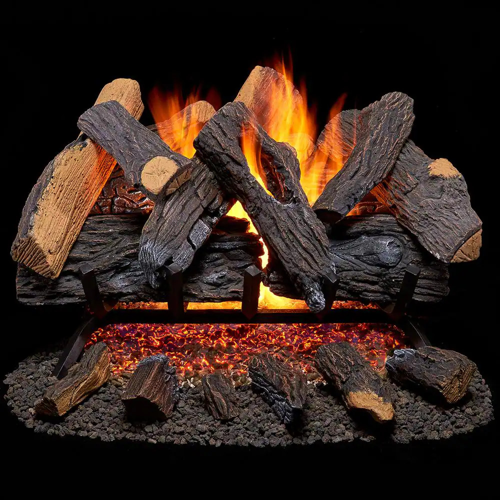 Vented Natural Gas Fireplace Log Set - 24 In., 55,000 BTU, Heartland Oak